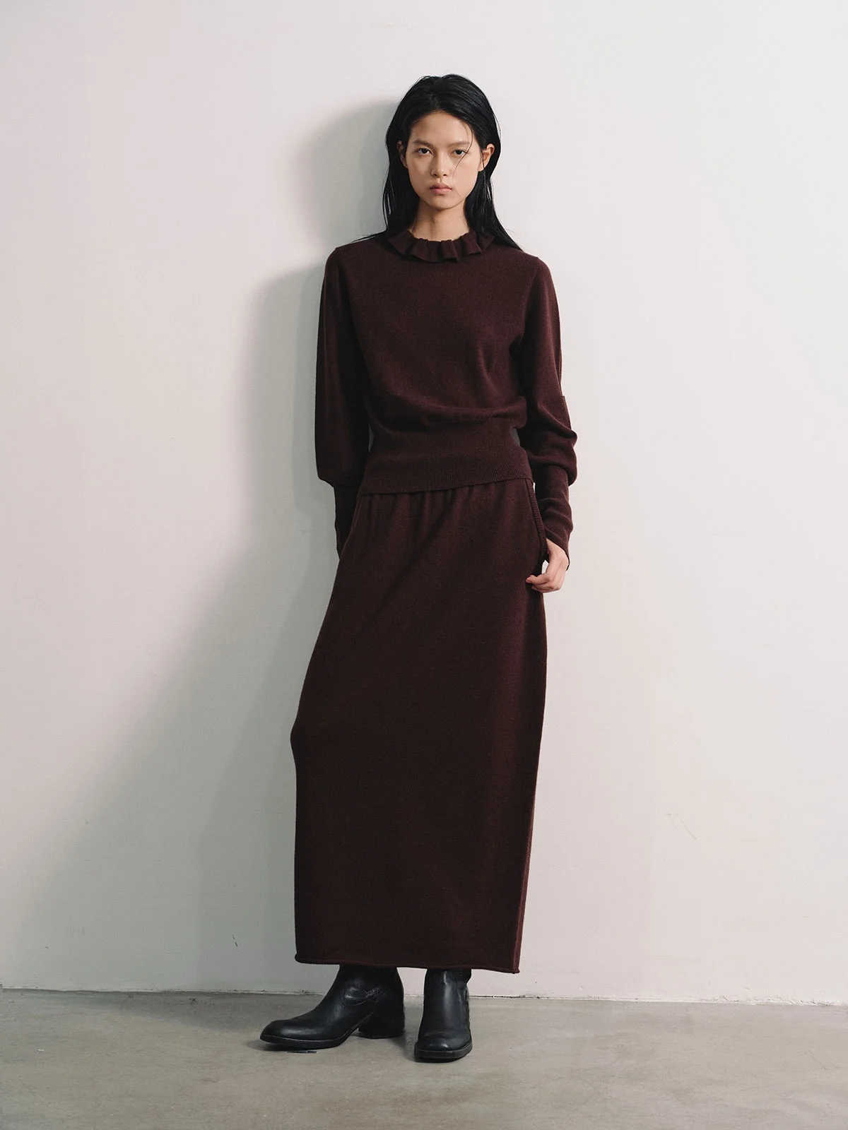 

REWEAR Романтический комплект с юбкой, ультратонкая трикотажная юбка из мериносовой шерсти, 36 зубцов, женская осенняя коллекция Faion ort Sve