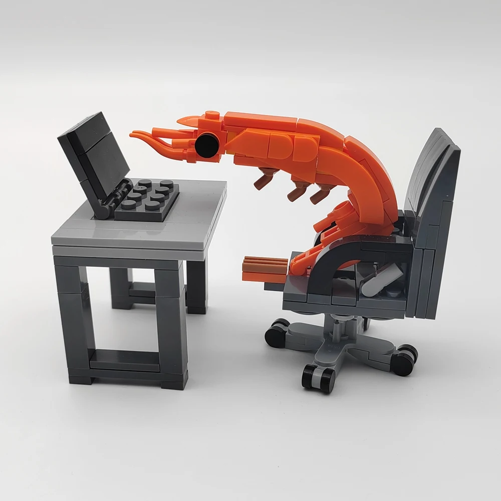 MOC Building block shrimp model figurines, puzzle assembly, boys and girls randomly mixing, Internet celebrity creative parodies
