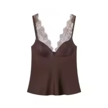 Lace Tops Elegant Satin V-Neck Backless Sling Slimming Chic - Round Neck-Blue