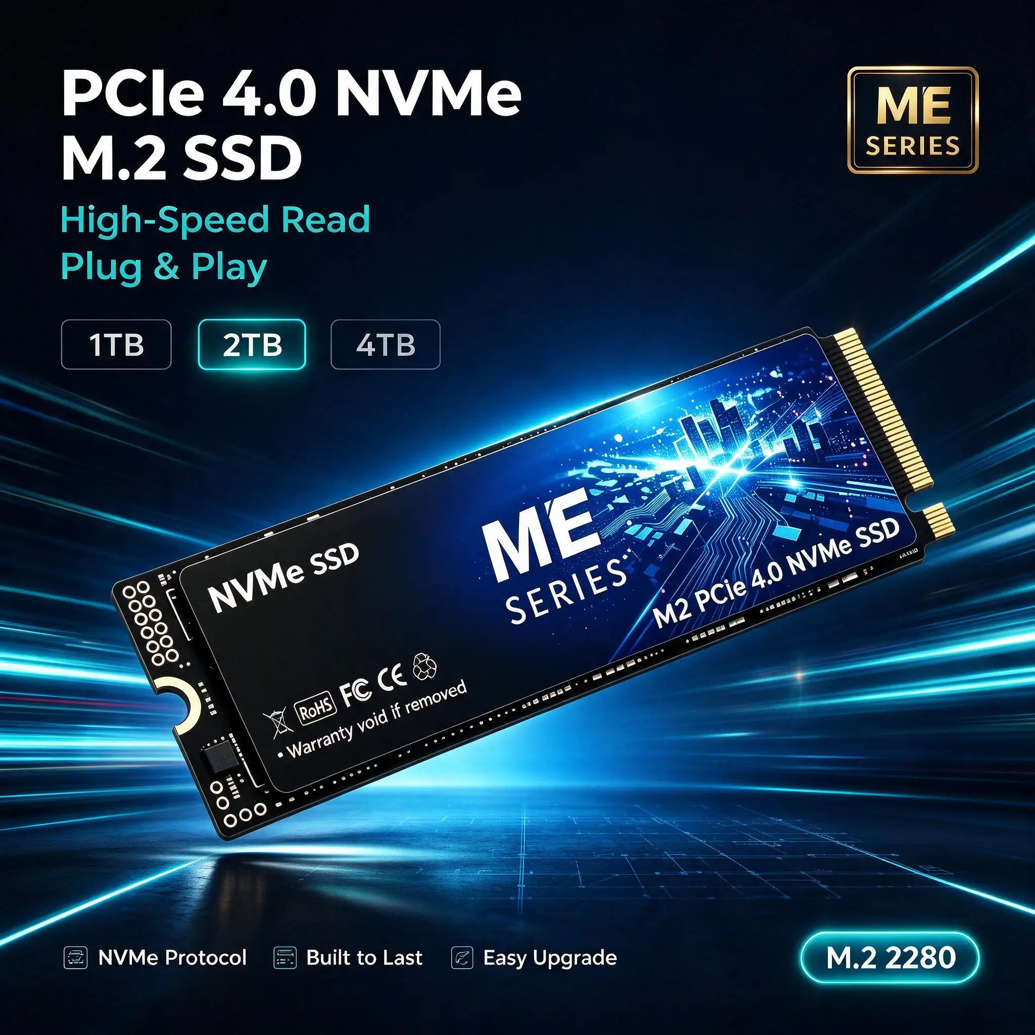 ME PCIe 4.0 NVMe M.2 SSD 1TB 2TB 4TB Internal Gaming SSD High Speed Read Plug and Play Storage for Laptop Desktop Upgrade