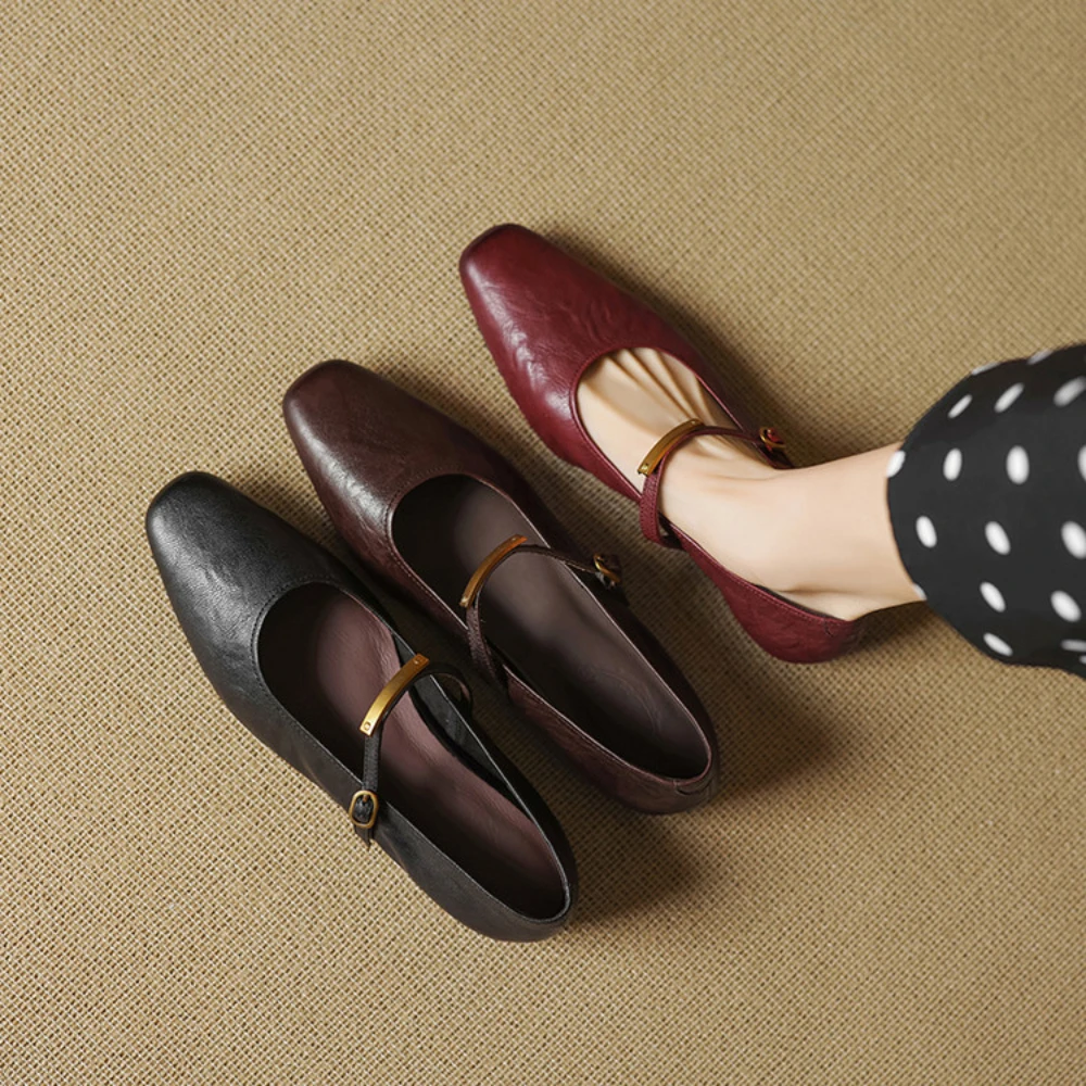 

Spring and summer genuine leather single shoes, women's ballet flat shoes, work strolls, casual Mary Jane shoes loafers women
