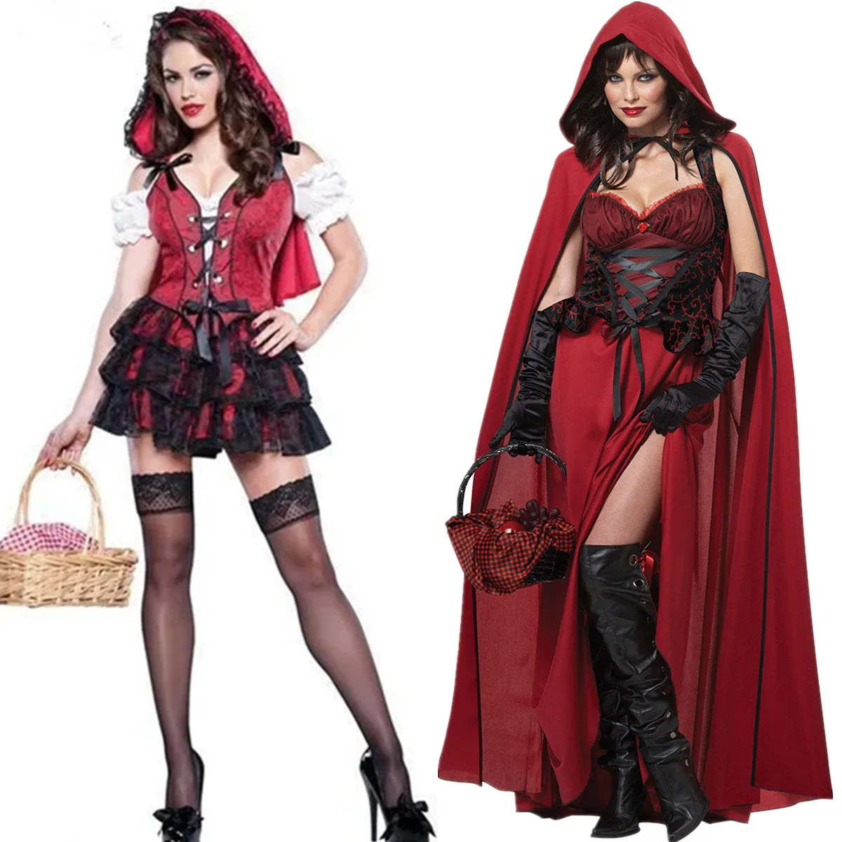 Halloween Costumes for Women\'s Cosplay Little Red Riding Hooded Dress Movie Anime Role Play Costume Adult Female Sexy Costumes