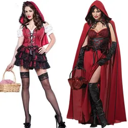Halloween Costumes for Women's Cosplay Little Red Riding Hooded Dress Movie Anime Role Play Costume Adult Female Sexy Costumes