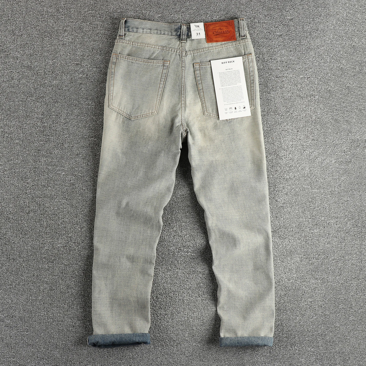 Spring and autumn new texture haze gray wash old jeans men loose straight tube show height show thin long trousers