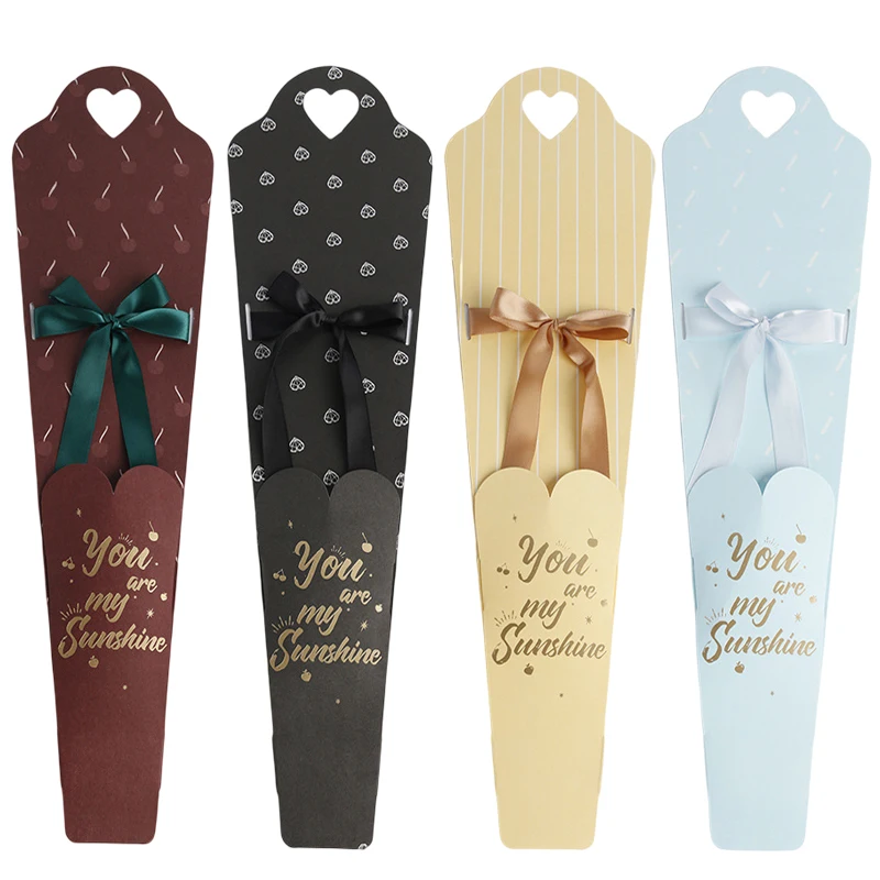 10pcs Single Flower Packaging Box Portable Kraft Paper Flower Boxes Valentine's Day Wedding Gift Decor Florist Wrapping Supplies