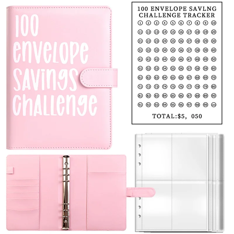 

Upgraded 100 Savings Challenges Book With Envelopes,A5 Envelope Challenge Binder,With Cash Envelopes-Savings Challenges(Pink) Ea