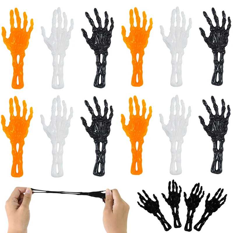 10Pcs Skeleton Hands Hands Stress Relieving Wall Climbers Stretchy Sticky Hands Toy Kids Gift Halloween Party Favors Giveaway