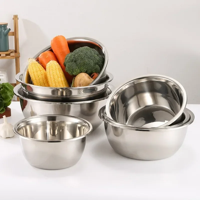 5Pcs Stainless Steel Mixing Bowl Set Fruit Salad Food Tableware Soup Noodles Kitchen Cooking Baking Tools 14/16/20/22/24cm