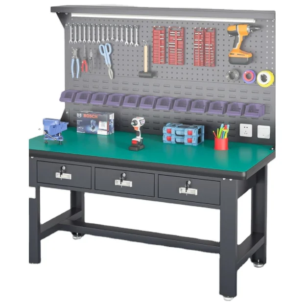 Steel Workshop Metal Tool Cabinet Customizable OEM Garage Storage System With Tool Drawer Box And Work Bench
