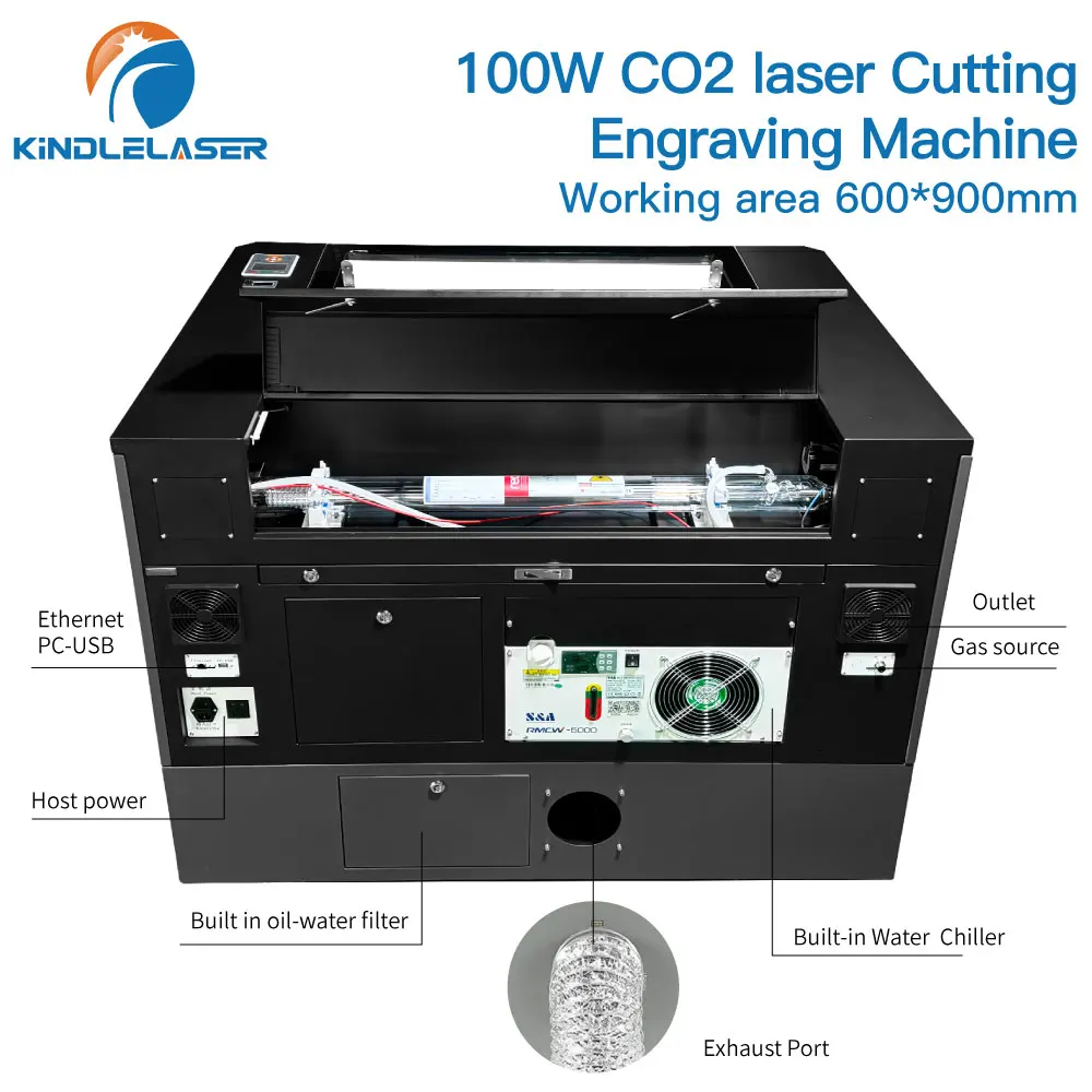 Kindlelaser Ruby 100W 6090 9060 macchina da taglio CNC Laser CO2 con sistema di sollevamento automatico Ruida refrigeratore d'acqua acrilico