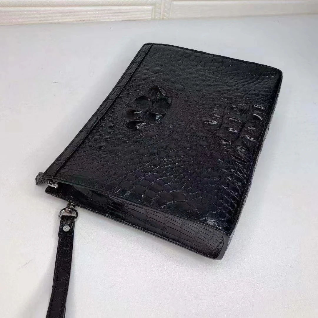 2023 New Luxury Crocodile Leather Men's Clutch Bag Business Leisure Genuine leather Envelope Large Capacity Clutch For Man 50