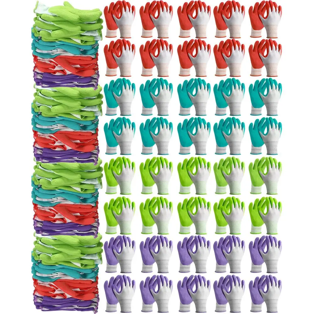 

24 пары садовых перчаток оптом для женщин, дышащие, с резиновым покрытием, для работы на улице и в саду, с улучшенным захватом