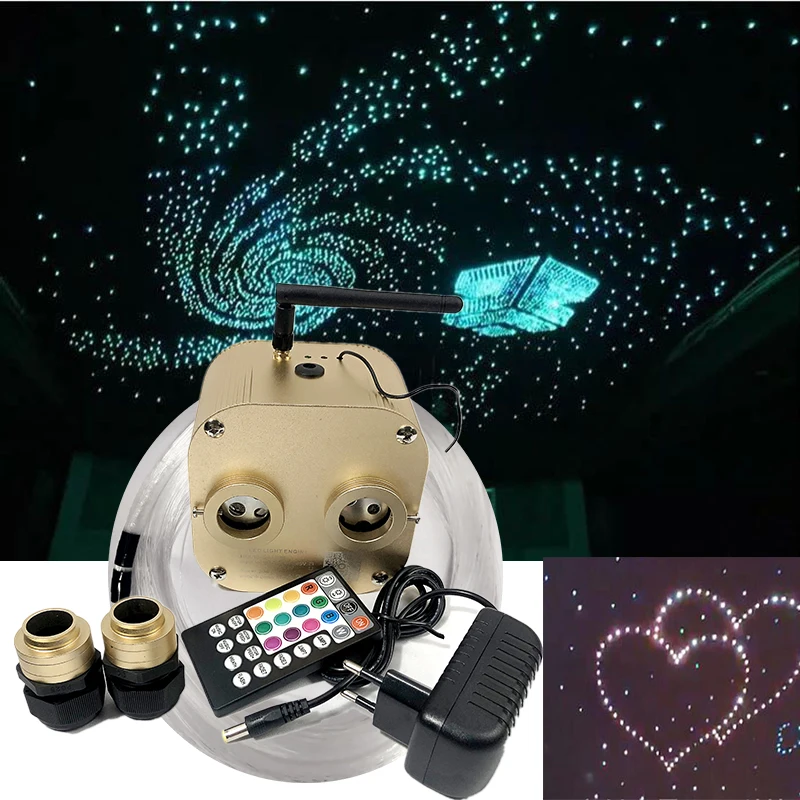 

Optic Lighting Smart APP Twinkle Fiber Light engine RF control Optic Cable Starry Effect Ceiling Double Heads Lights lamp Key