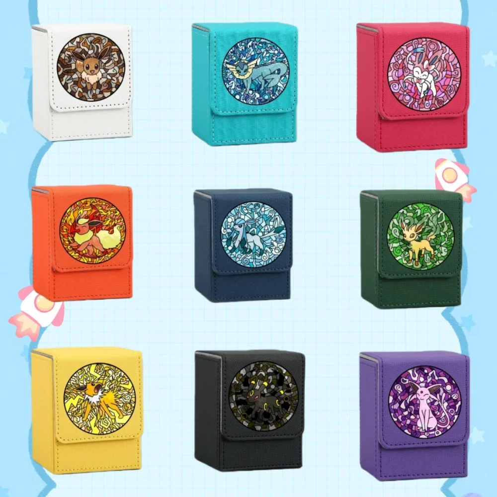 

For Pokemon Vaporeon Eevee Espeon Sylveon Umbreon Self Made Leather Card Storage Box Anime Classics Game Collection Cards Toy