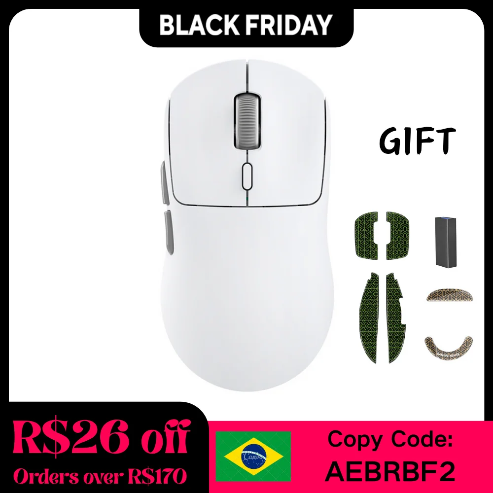 

Kysona M600 V2 White PAW3395 Wireless Gaming Esports Mouse 55g 26000DPI 6 Buttons Optical PAM3395 Computer Mice For Laptop PC