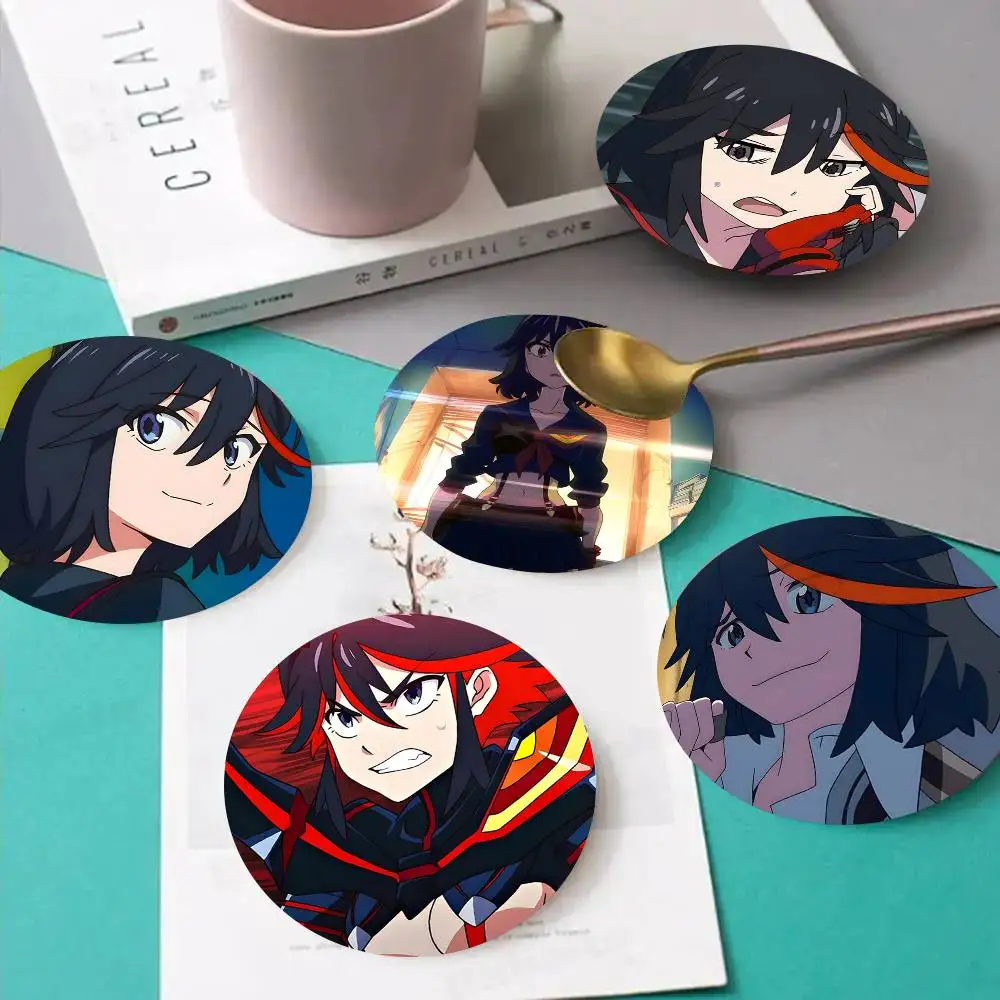 1pc Ryuuko Matoi Anime Characters Wooden Coaster Colour Printing Cup Mat Home Desk Decoration Gifts