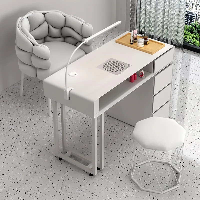 Nail Art Table and Chair Set, Single or Double, Light Luxury,Multifunctional Nail Art Table and Makeup Table Nail Shop Furniture