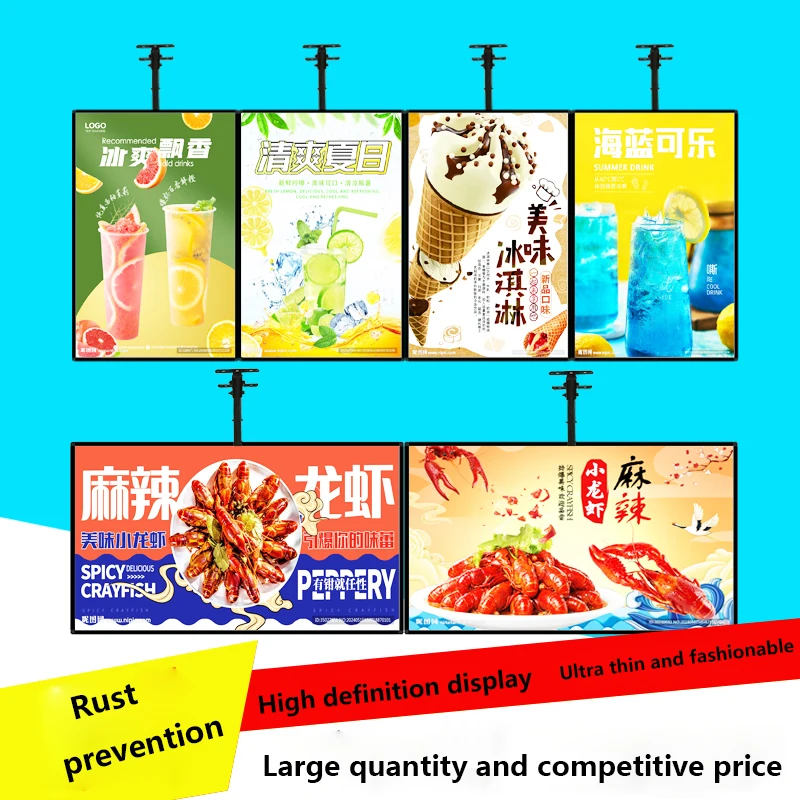 Slim Snap Frame LED Light Box Illuminated Poster Display LED Backlit Menu Board For Restaurant Cafe Shops Wall Mounted Billboard