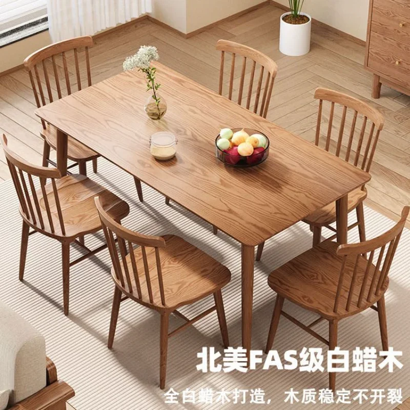 Ash wood Nordic style dining table Log home simple small household rectangular Japanese dining table