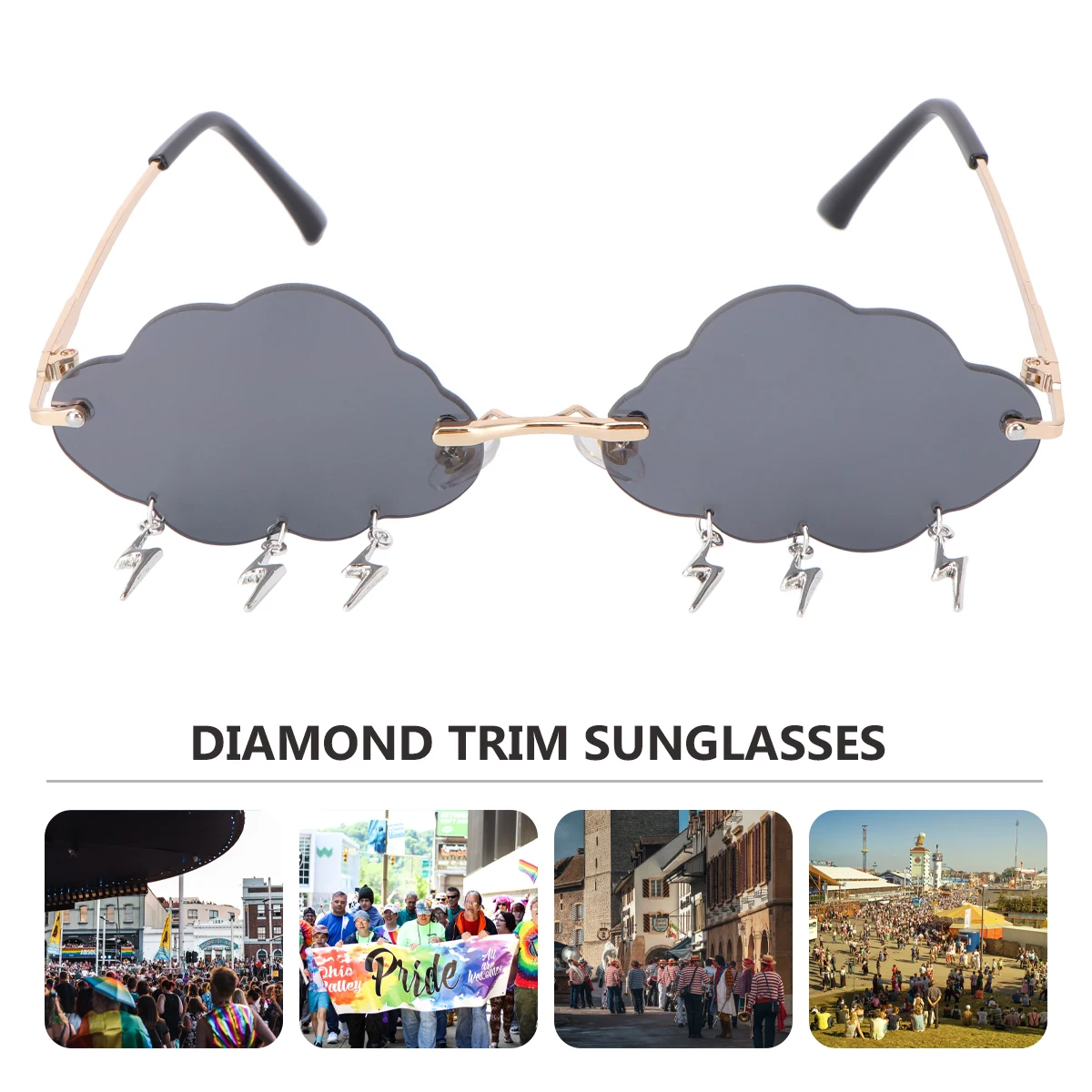 

Sunglasses Fashionable Grey Vintage Women Party Stylish Unique Funny Cloud Glasses Sun Protection Small Face Design