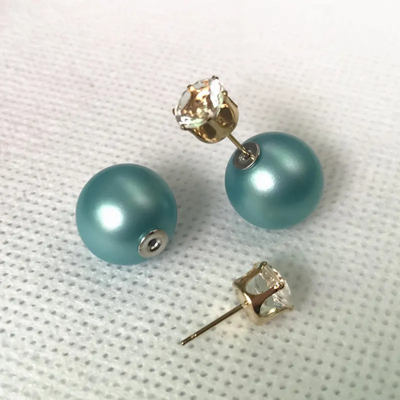 New Fashion Double Sides Matt Candy Color Round Ball Stud Earrings For Lady Crystal Jewelry Accessories Wholesale