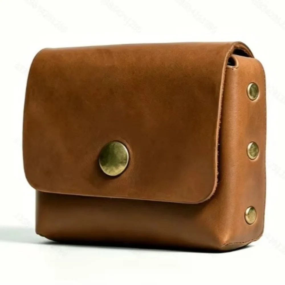 Vintage PU Leather Waist Bag Rivet Studded Travel Pouch Portable Compact Belt Wallet Travel