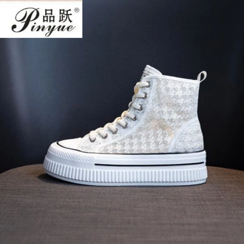 

6cm Breathable Ankle Mid Calf Boots Summer Mesh High Platform Wedge British Booties Woman New Ladies Chunky Motorcycle Boots