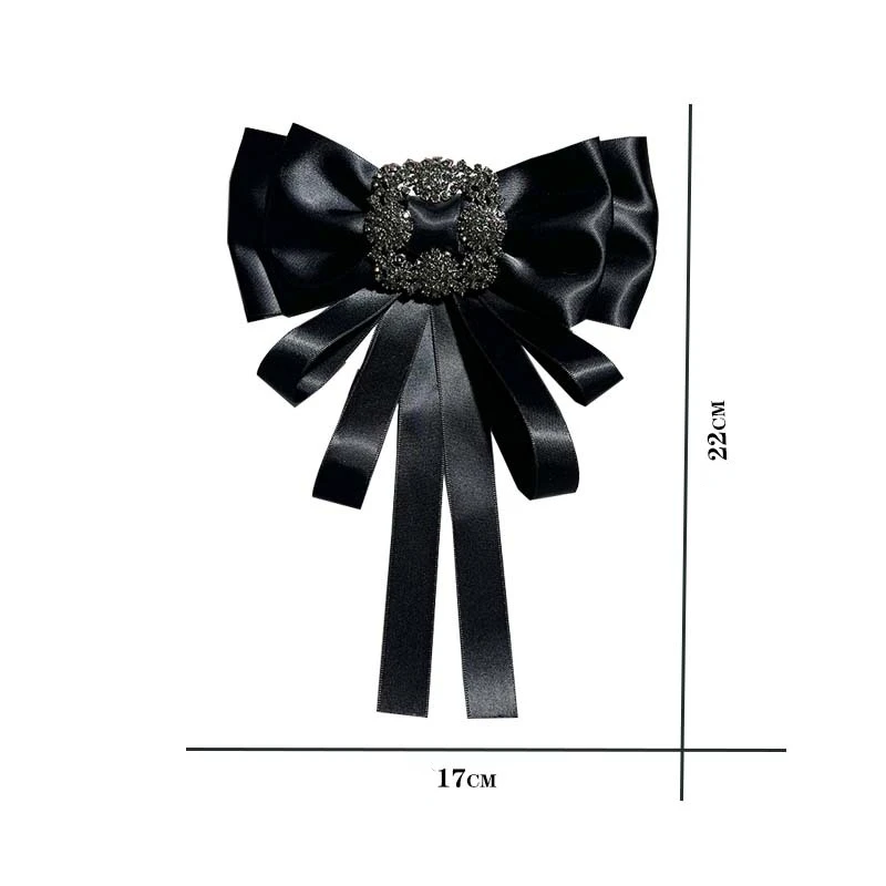 Fashion Big Bow Tie Luxury Rhinestone Brooch Ribbon Collar Flowers Korean Women\'s Suits Shirt Fashion High-end Gift for Women