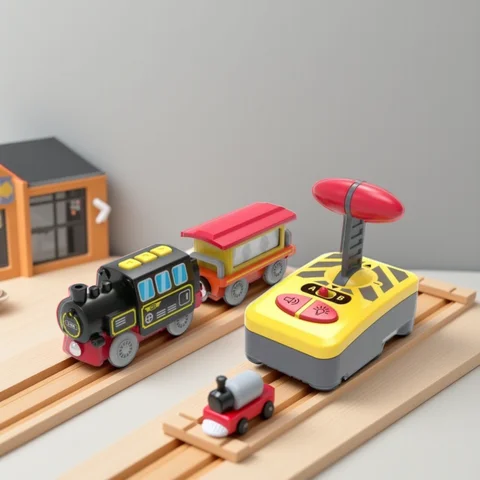 Magnetic Slot Diecast Car RC Electric Train Track Sets Fit for All Wood Railway Track Accessories Christmas Gift for Children