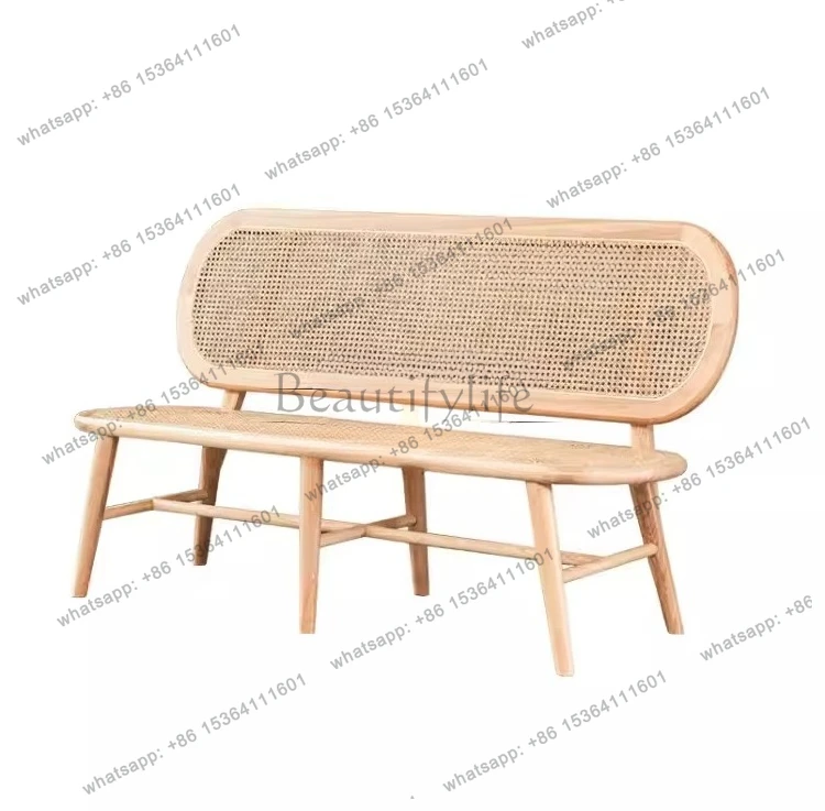 

Nordic simple solid wood rattan leisure balcony lazy chair cafe backrest rattan sofa