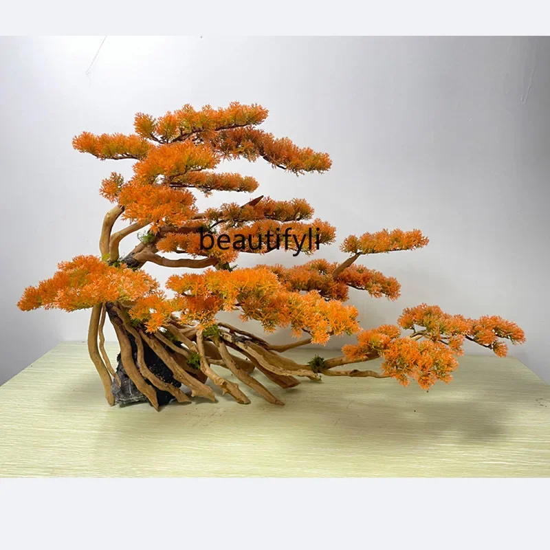 Artificial Greeting Pine Living Room Entrance Bonsai Pine Tree Decoration Fish Tank Dead Wood Green Plant Landscape