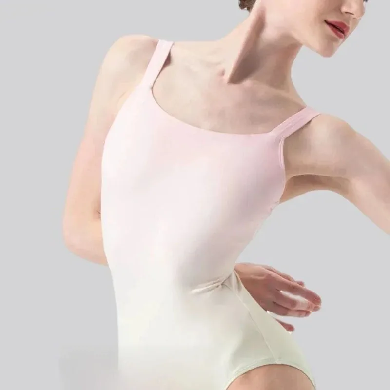 Ballet Dance Costume Gradient Color Suspenders Leotards Rhythmic Gymnastics Skating Swimwear Dancewear Women Bodysuit Top