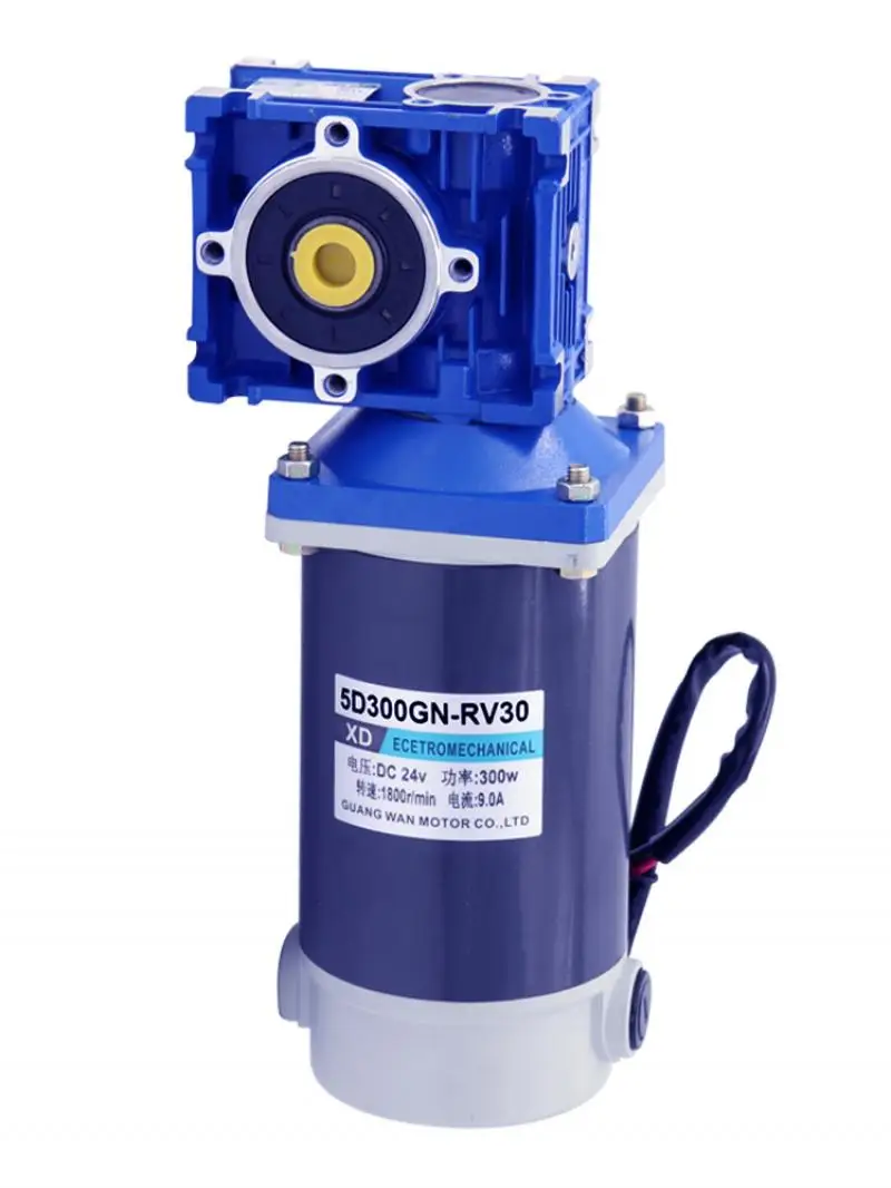 Réducteur d'engrenage à vis sans fin 300W 12v 24v cc, moteur d'engrenage RV30 cc, auto-engrenage, arbre à blocage unique, Rotation CW CCW