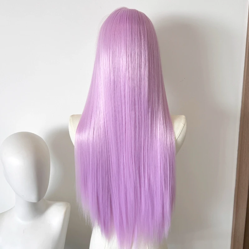 Светло-розово-фиолетовый передний парик 26 дюймов, длинные прямые 13*4, парики на шнурке, высококачественный синтетический парик на шнурке, естественный вид для косплея