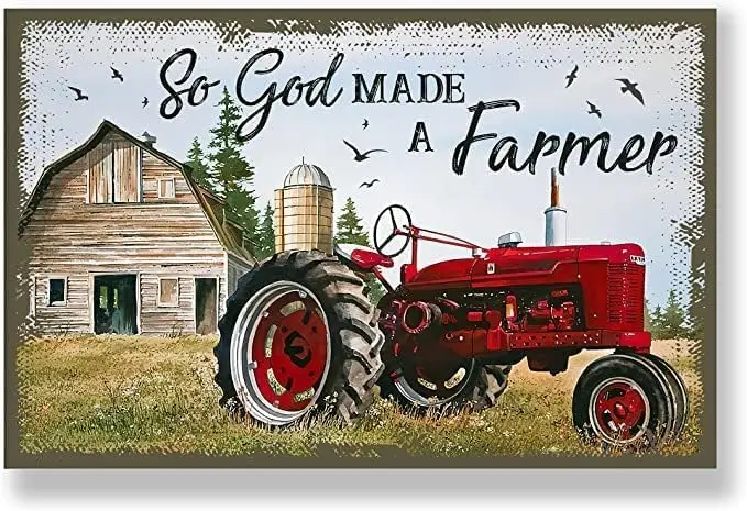 Funny Tin Sign God Made A Farmer Tin Sing Poster Mens Womens Decorative Aluminum Sign Wall Sign Bar Restaurant Cafe Bar Sig sign
