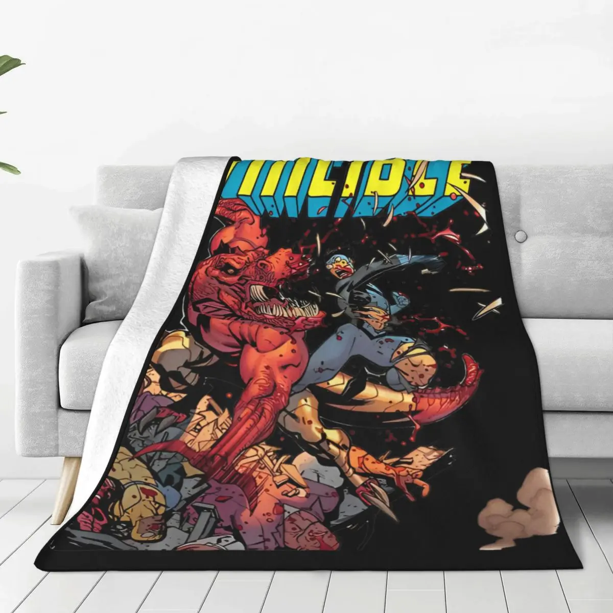 Invincible Vs Alien Superhero Blankets Coral Fleece Plush Print Funny Anime Multifunction Warm Throw Blankets for Bed Office