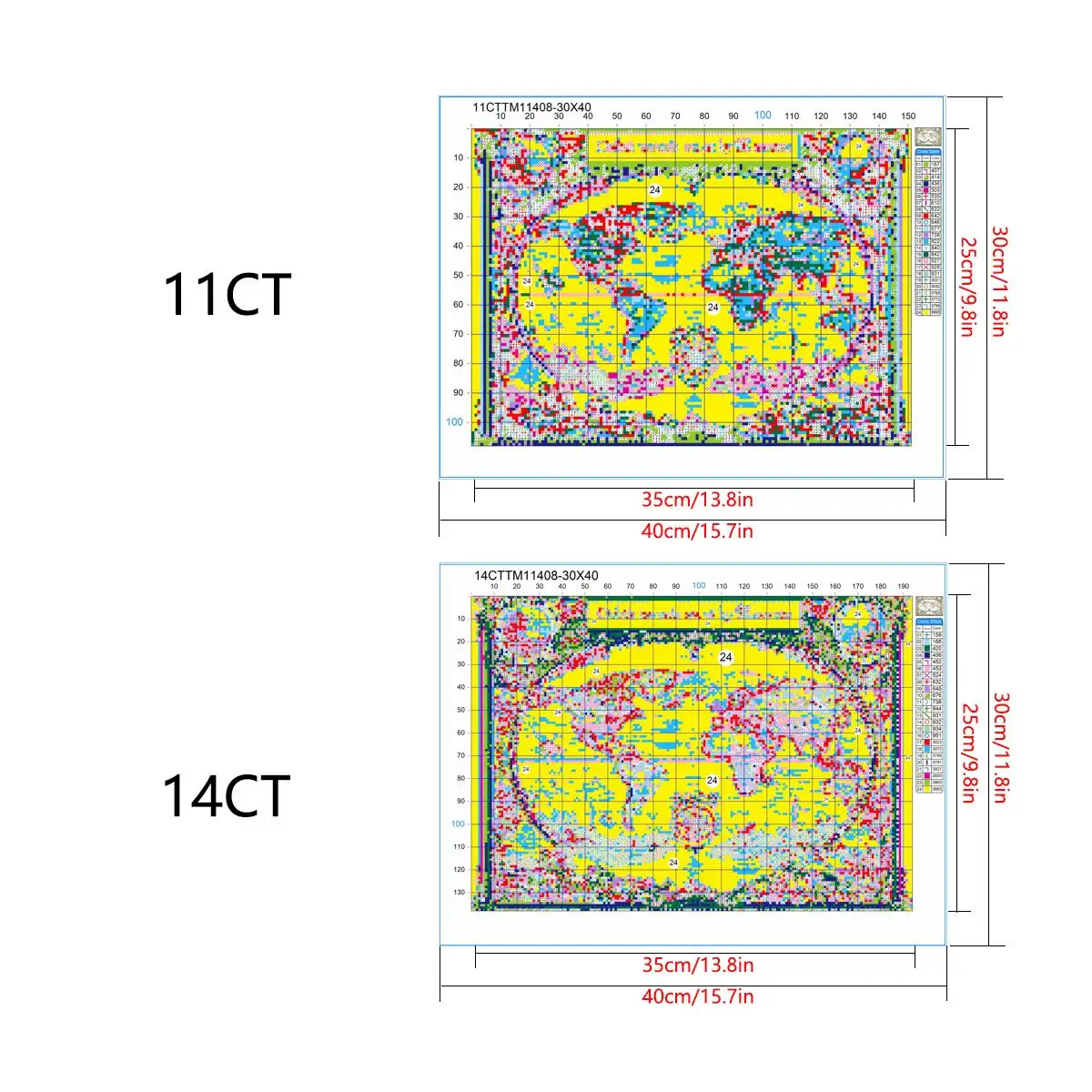 1 قطعة 30X40 سنتيمتر/11.8X15.7 بوصة ، خريطة ، 11CT/14CT مطبوعة عبر الابره لتقوم بها بنفسك عدة ، الكبار المبتدئين استرخاء عبر الابره طقم تطريز