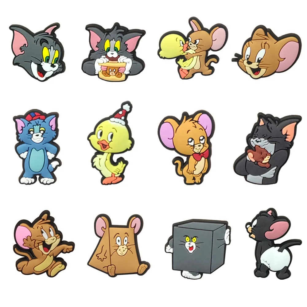 Desenhos animados gato sapato encantos, anime sapato decoração, fecho sandália, acessórios para presentes de festa infantil, 1-12pcs