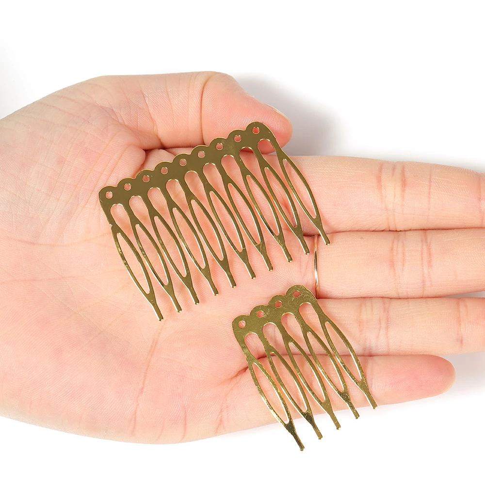 10pcs 5/10 Teeth Metal Hair Comb Blank Base Gold Hair Claw Hairpins For Jewelry Making DIY Wedding Hair Components Accessories