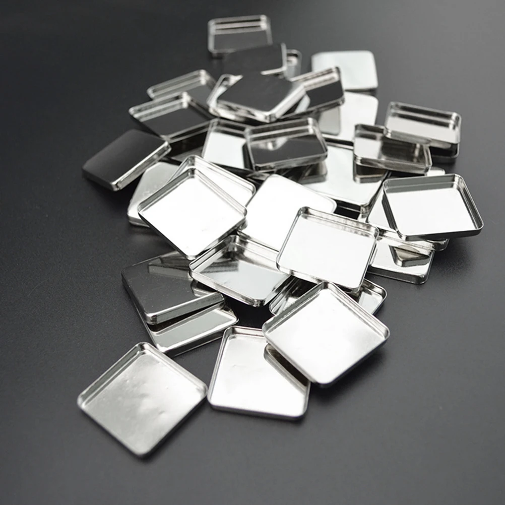 56 stücke Metall Lidschatten Erröten Zinn Pfannen für Leere Pfannen Für Lidschatten Gepresstes Pulver DIY Make-Up-Palette Lagerung 26mm Minen