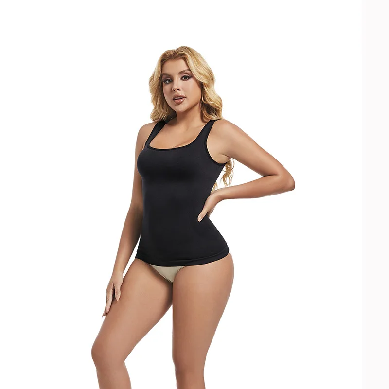 

High Elastic Tummy Control Tank Top Waist Cinching Seamless Vest Thick Square Neck Shaping Top Slimming Compression Camisole