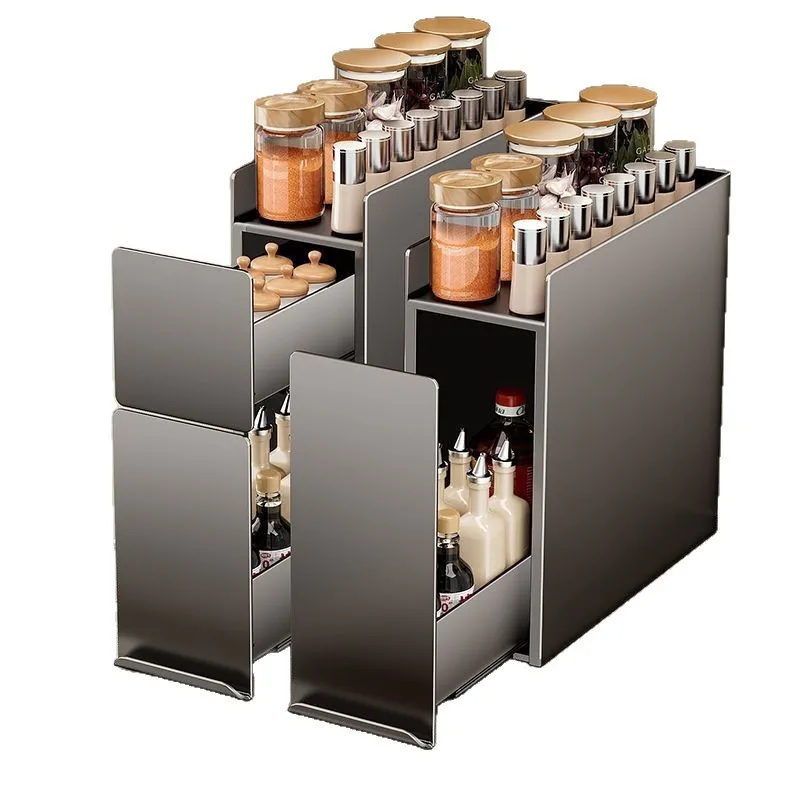 

Kitchen rack, very narrow side storage box countertop, multi-function