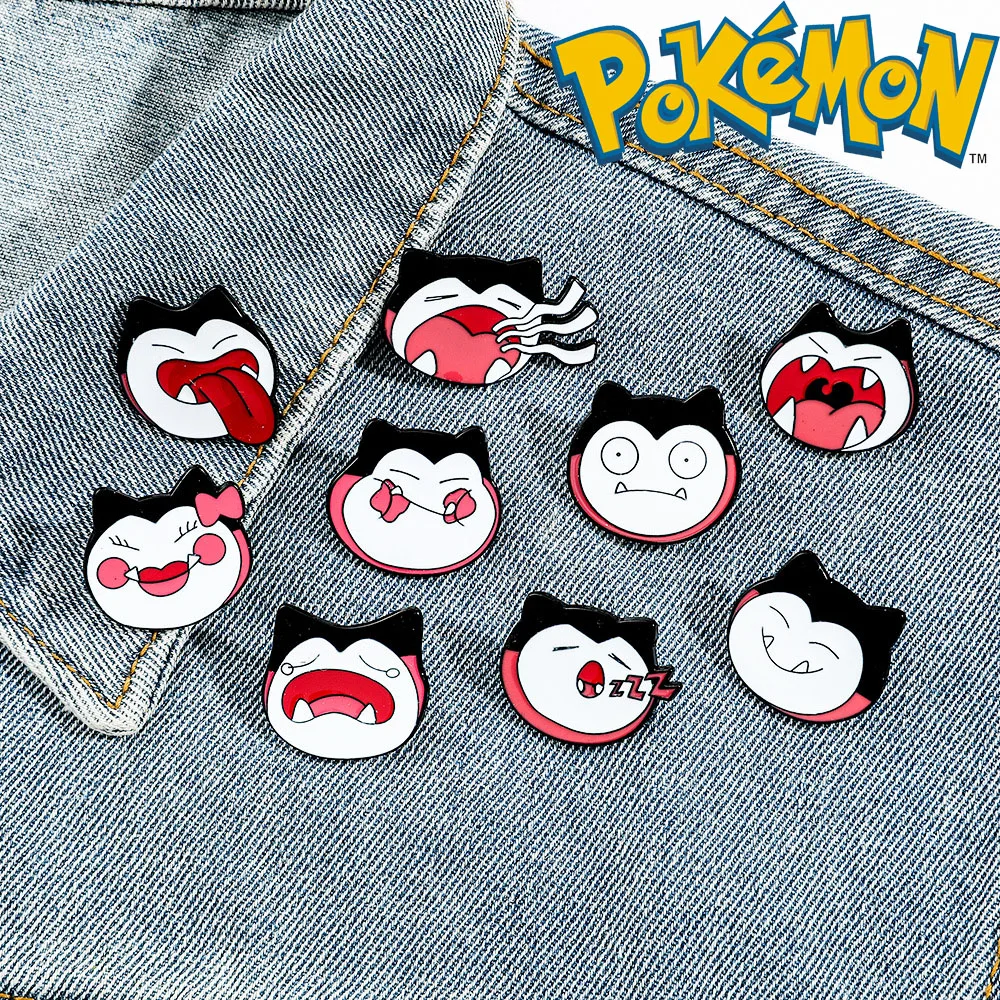 

9styles Pokemon Snorlax Anime Brooch Cartoon Peripherals Creative Funny Enamel Pins Jewelry Clothing Decoration Gift for Kids