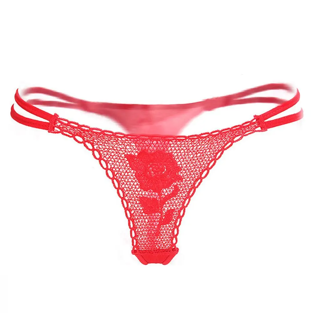 Valentines Day Romantic Gift Rose Sexy G-string Lace Women's Underwear Panties Thongs Briefs V-string