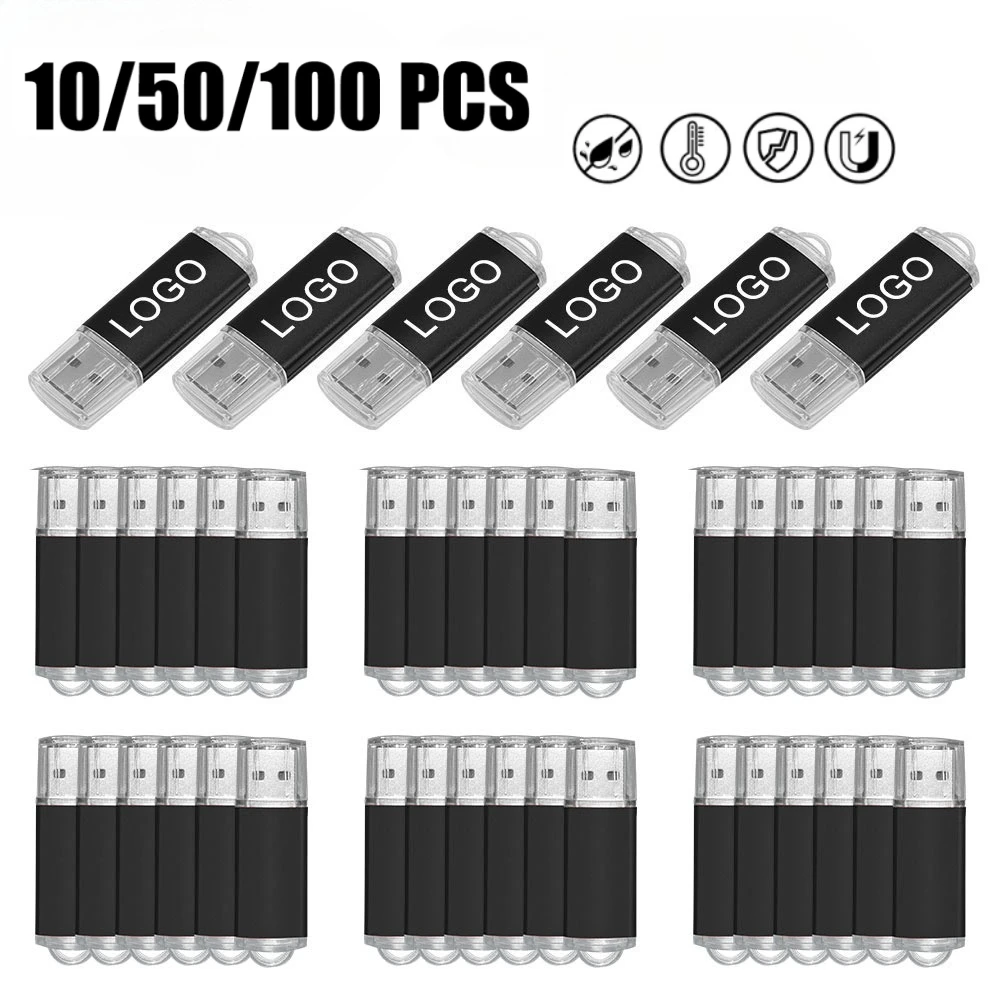 

10/50/100pcs Wholesale Price Metal Usb 2.0 Flash Drive 4GB 8GB Usb Pendrive 64GB Memory Stick Free Logo Gifts Waterproof U-disk