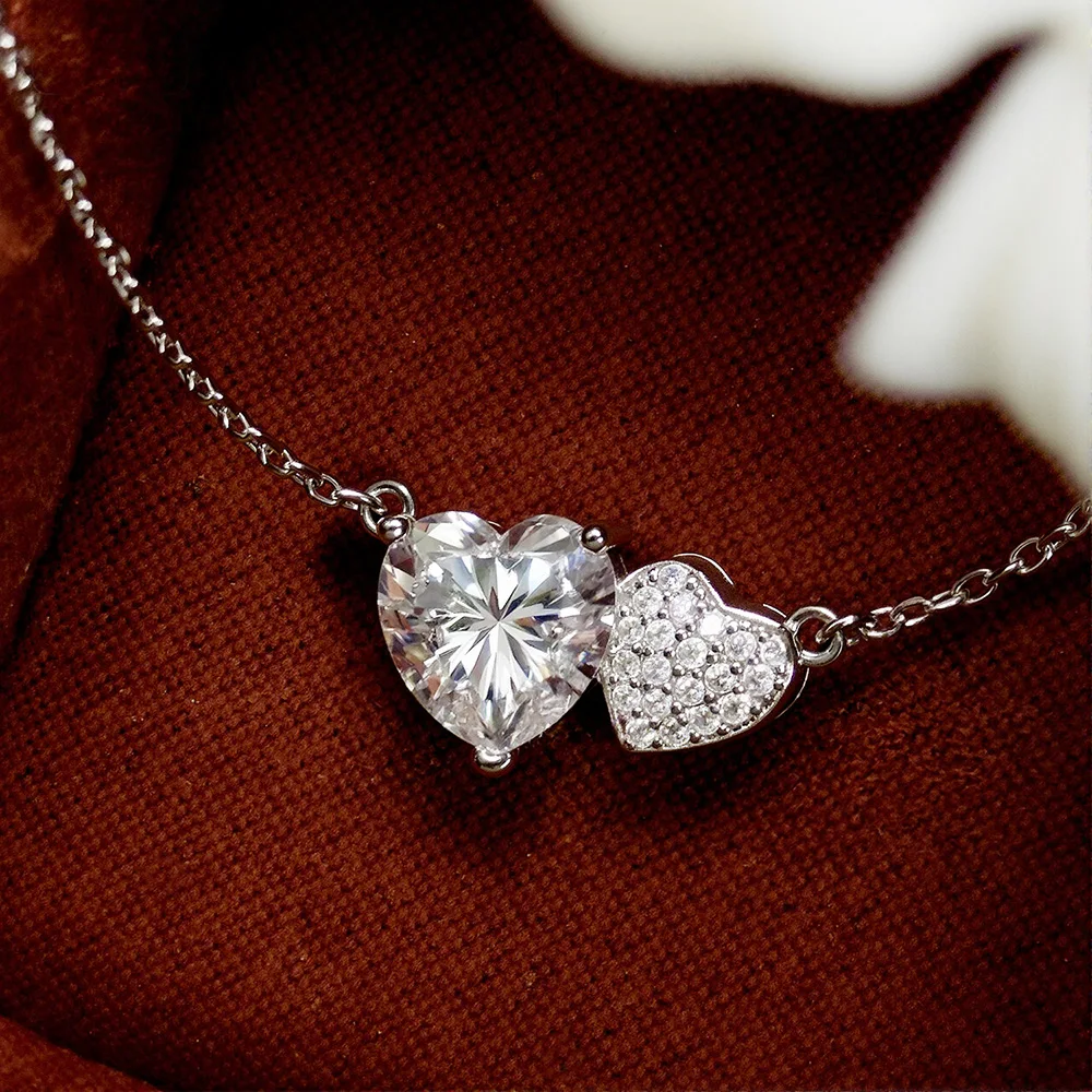 

Ожерелье с подвеской HORRIPAL D VVS1 2CT в форме сердца с полным покрытием из муассанита для женщин, серебро 925 пробы, ювелирные изделия для свадебных торжеств