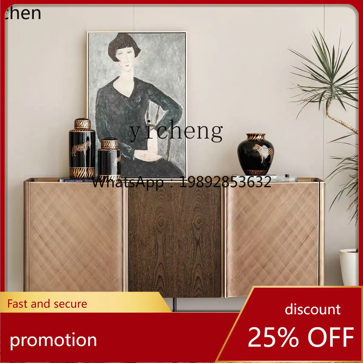 

HXL light luxury dining cabinet storage solid wood entrance cabinet brushed furniture international pavilion