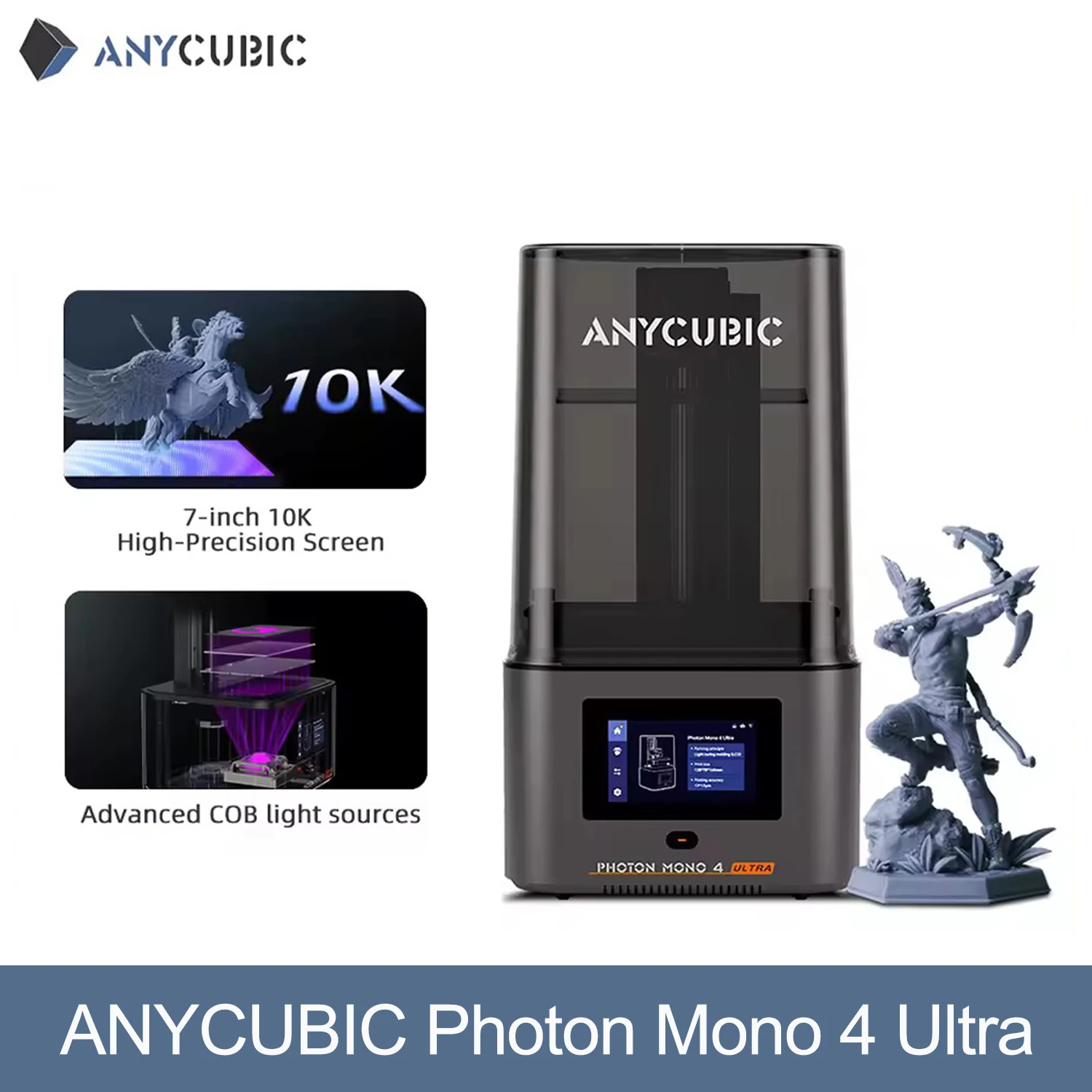 

ANYCUBIC Photon Mono4 Ultra 10K Resin 3D Printer 7" HD Mono Screen and COB Light Source 3D Printing Size 236x231x430mm