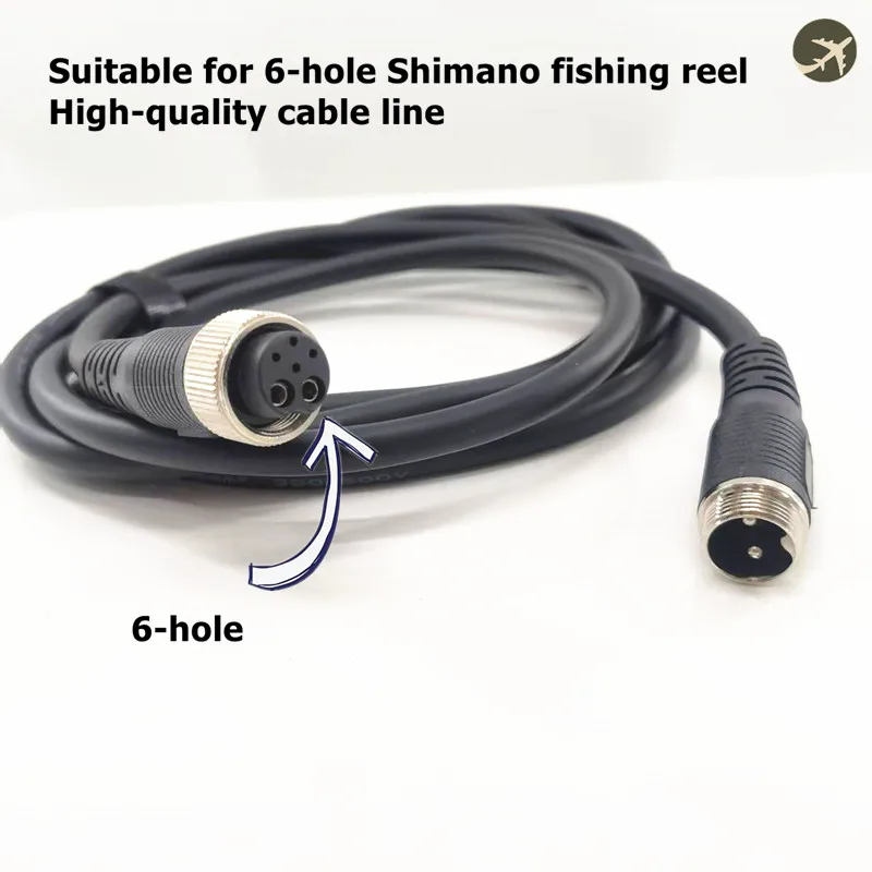 6 Hole Power Cable For Shimano Electric Fishing Reel Power Cord Soft Silicone 2/3 Meters Line