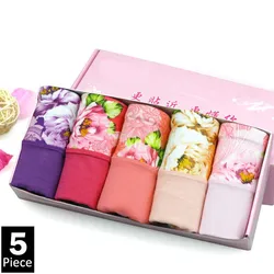 5Pcs/Lot Flower Print Panties Women's Underwear Plus Size Briefs Girls Sexy Lingeries Female Seamless Underpants Ladies Panty